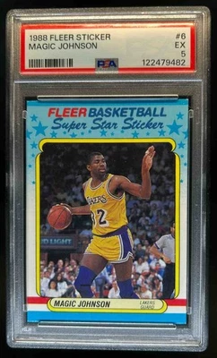 1988-89 Fleer Magic Johnson Stickers #6 Lakers PSA 5 - Image 1 of 2