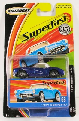 MINT 1957 CHEVROLET CORVETTE SEALED W BOX ON CARD 68 MATCHBOX SUPERFAST 35 - Image 1 of 2