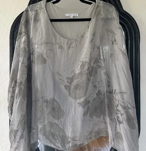 Blusa Tempo Paris Gris Estampado Floral S Túnica Camisola Italia Caprichosa Lagenlook - Imagen 1 de 10