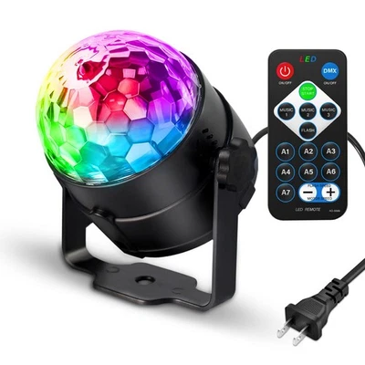 Disco Ball DJ Party Lights Sound Activated with Remote Control Strobe Lamp 7 ... - Image 1 of 4