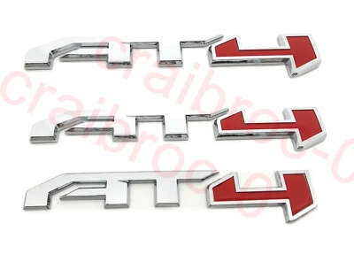 Kit de 3 piezas letras emblema trasero puerta GMC SIERRA 1500 AT4 2021-2022 rojo cromado Foto 1 de 4