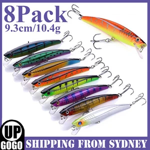 8x Minnow Fishing Lures Trout Cod Redfin Yellowbelly Bream Salmon Jacks Flathead - Picture 1 of 8