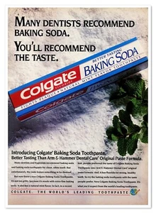 Pasta de dientes de bicarbonato de sodio Colgate vintage 1992 anuncio de revista impreso en página completa - Imagen 1 de 4