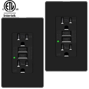 15 Amp GFCI Outlet Ground Fault Circuit Interrupter TR WR for Kichen Black 2Pack - Bild 1 von 12