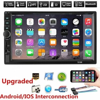 2 Din Car Radio 7" HD Touch Screen Audio Stereo Video MP5 Multimedia Player - Image 1 of 4