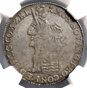 1785 Países Bajos Plata 1/4 Ducatón NGC XF45 Zeeland León Corona Concordia Tonificada - Imagen 1 de 17