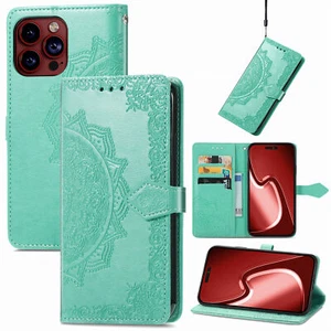 Hot Embossed Fashion Leather Card Wallet Case For Various Phone Cover Flip Stand - Picture 1 of 17