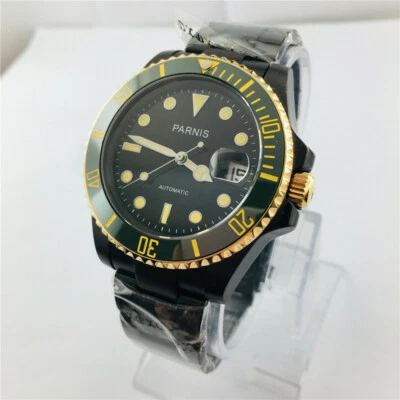 41mm PARNIS Zafiro Cristal Esfera Negra PVD Caja Fecha Automático Reloj Hombre 2731 Foto 1 de 4