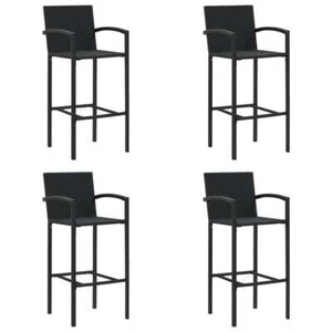 Bar Stools 4 pcs Black Poly Rattan vidaXL - Picture 1 of 8