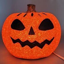 Vintage Halloween Jack O Lantern Lighted Pumpkin Seasons Melted Plastic Popcorn