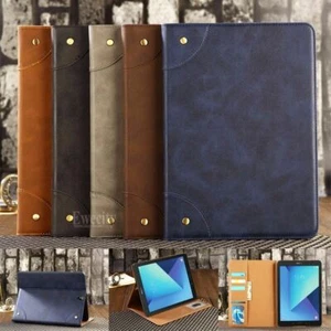 Folio Retro Wallet Leather Stand Magnetic Case Cover For Samsung Galaxy Tablet - Picture 1 of 27