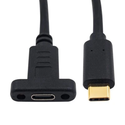USB-C USB 3.1 Type C Male to Female Data Extension Cable with Panel Mount - Image 1 of 4