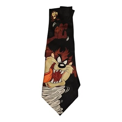 "Corbata de cuello Looney Tunes Taz de colección 95 lunares negros 100 % poliéster 58"" X 4""" Foto 1 de 3