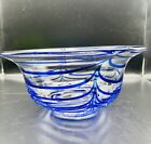 Bowl Clear Blue Swirls 10” Marked M.  Made For Metropolitan Museum Art