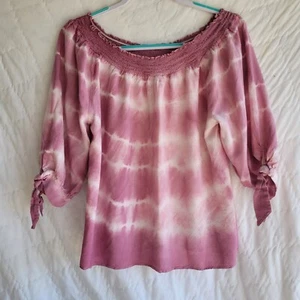 Unique Spectrum Purple Tye Dyed Off The Shoulder Blouse Size 1X - Picture 1 of 6