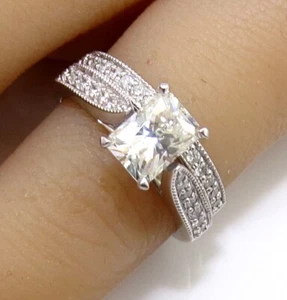 Natural Diamond & Moissanite Wedding Engagement Set 14K White Gold Ring FZ - Picture 1 of 7