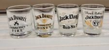 4 CLEAR JACK DANIELS SHOT GLASSES TENNESSEE HONEY TENNESSEE FIRE AND OLD NO 7