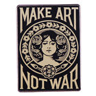Make Art Not War Flower Girl Metal Enamel Badge Brooch Pin