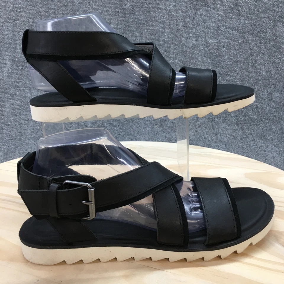 Sandalia Toms para mujer 10 negra Sidney punta abierta sin cordones cuero informal 10017854 NUEVA Foto 1 de 4