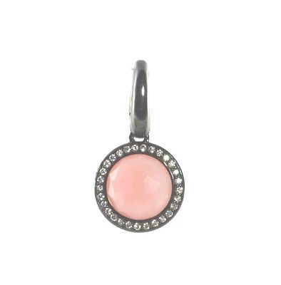 IPPOLITA Black Sterling Silver Pink Opal Diamond Lollipop Charm Pendant .925 New - Image 1 of 3