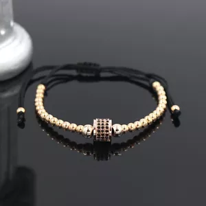 Herren Frauen neuer Stil Anil Arjandas Armband 18 Karat Roségold gefüllt Pflasterstein Makramee - Bild 1 von 11