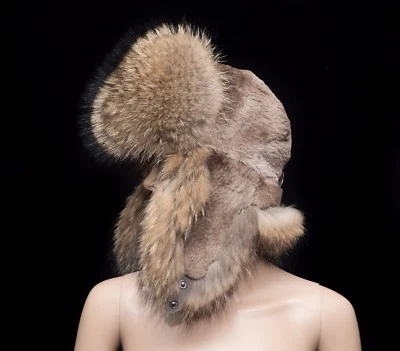 Finn Raccoon & Sheared Beaver Fur Men's Handmade Winter Aviator Trapper Hat - Image 1 of 3