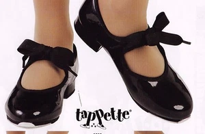 MainStreet tap shoes 3505 ladies szs Black Patent elastic inset ribbon tie - Picture 1 of 11