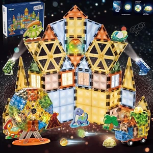 Magnetic Tiles 110PCS - 3D Lighted Magnet Building Blocks for Kids,Creative Dino - Bild 1 von 12