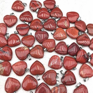 50pcs/lot Natural Red Stone Heart-shaped Pendant Pendant Bead Wholesale 20mm - Picture 1 of 1