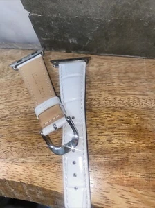 bracelet apple watch longvadon blanc/cuir croco véritable neuf sans boîte convient 38-44 mm - Photo 1 sur 7
