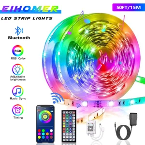 EIHOMER 50ft LED Strip Light 5050 RGB Color Changing 44Key, 24V, APP+REMOTE, DIY - Picture 1 of 9