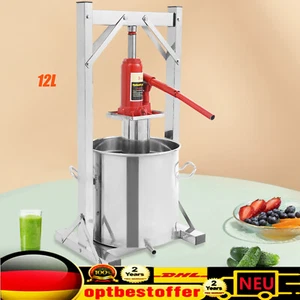 Prensa de frutas 12L prensa de vino exprimidor de jugo de acero inoxidable prensa de frutas con gato hidráulico - Imagen 1 de 16