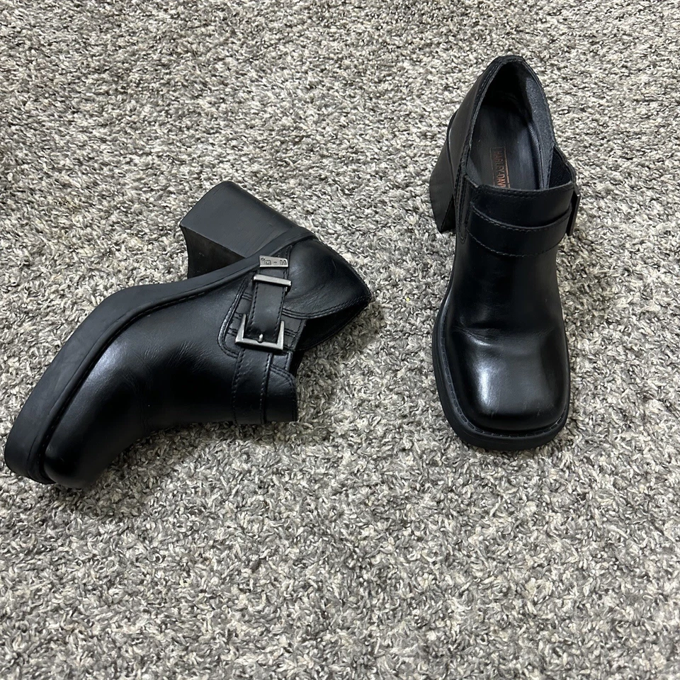 Harley Davidson из черной кожи ботинки коренастый блок каблук квадратный носок размер 6 Y2K 90-х - Изображение 1 из 4