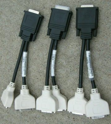 3 LOT Dell 0H9361 DMS-59 to dual DVI-I Video monitor Y Splitter Adapter Cables - Image 1 of 4