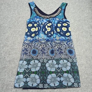 Desigual Abito da Donna Taglia L EUR-42 Chiffon Collana Fiori Mini Jersey Fodera - Foto 1 di 14