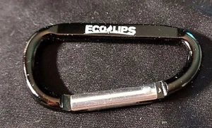 Vintage Adv Promo Black Metal Caribiner -EcoLips Lip Balm - Cedar Rapids, Iowa - Picture 1 of 4