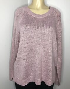 APT.9 Women's Sweater Long-Sleeve Round-Neck Pink Metallic XL Brand New w/ Tags