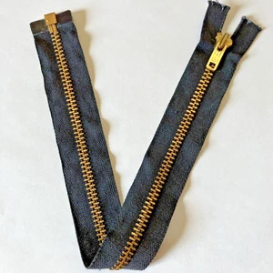 Vintage 1960/70s TALON Brass Zipper 14.5" Black Cotton Separating Pants/Skirts - Picture 1 of 13