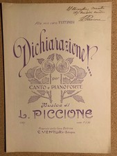 Spartito musica-DICHIARAZIONE-(Per canto e pianoforte) di L. Piccione.
