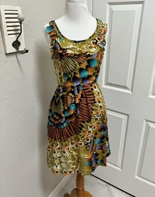 Anthropologie Edme & Esyllte Size 0 Lappula Silk Dress Floral Ruffle Pockets! - Image 1 of 4