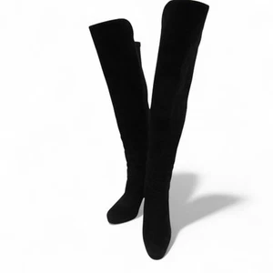 Stuart Weitzman For Russell&Bromley Black Suede High Heels Boots UK5.5-Preloved - Picture 1 of 24