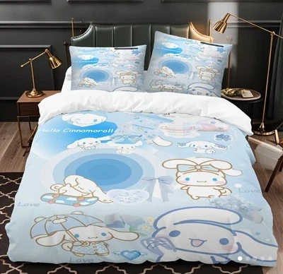 Cinnamoroll Bedding Set Blue Sanrio Kawaii Full Duvet Cover Pillowcases - Image 1 of 4