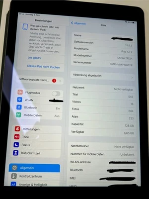 Apple iPad Air 2 128GB, WLAN + Cellular, (9,7 Zoll) -spacegrau - Bild 1 von 4