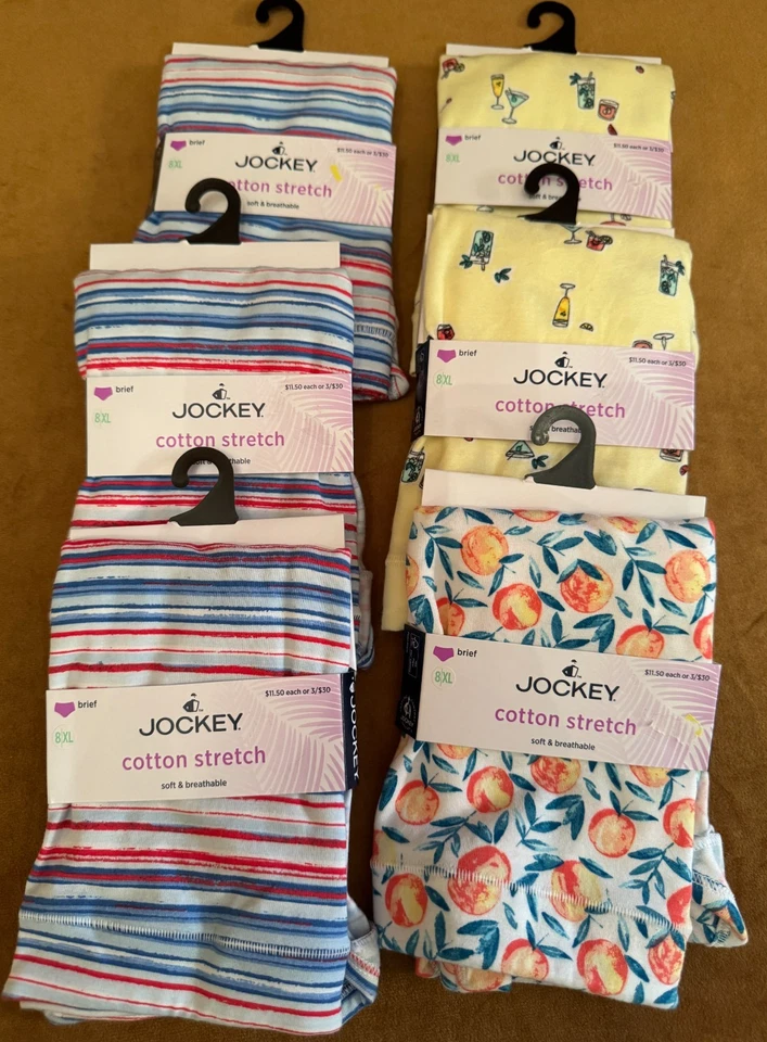 8 / XL Women's Jockey Cotton Stretch Brief 4882 Lot of 6 pair underwear print - Image 1 of 4