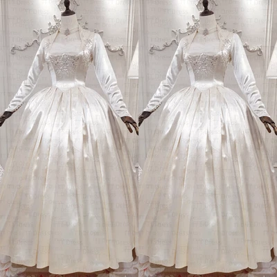 Vintage Brautkleider langen Ärmeln Elegante Stickerei Satinkleid  Brautkleider - Bild 1 von 4
