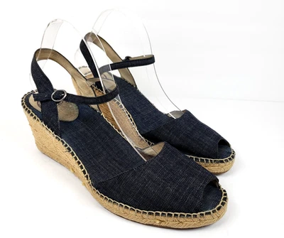 Abeo Bio System Dahlia Womens Size 11 N Denim Blue Espadrille Wedge Sandals - Image 1 of 4