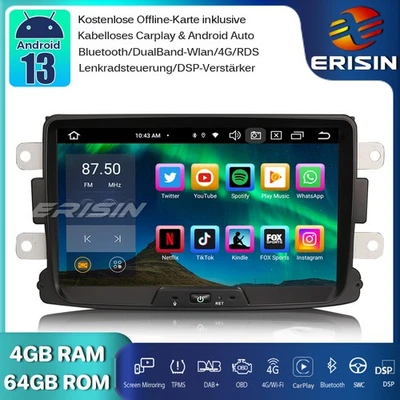 8-Kern Android 14 DAB+Autoradio Navi SWC Renault Dacia Duster Logan Dokker Lodgy - Bild 1 von 4