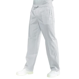 Pantalone con Elastico Bianco Isacco 100% Cotone | Medico Infermiere Estetista - Imagen 1 de 1