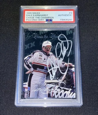 Dale Earnhardt Sr. Signed 1995 Maxx Racing Card PSA Slabbed Chase The Champion - Image 1 of 2
