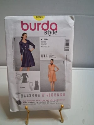 BURDA Style Sewing Pattern 7080 UNCUT Women's Dress Size 6/8/10/12/14/16/18 - Image 1 of 2
